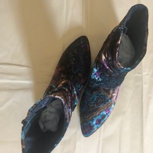 Born Crown Velvet feel multi hued bootie.